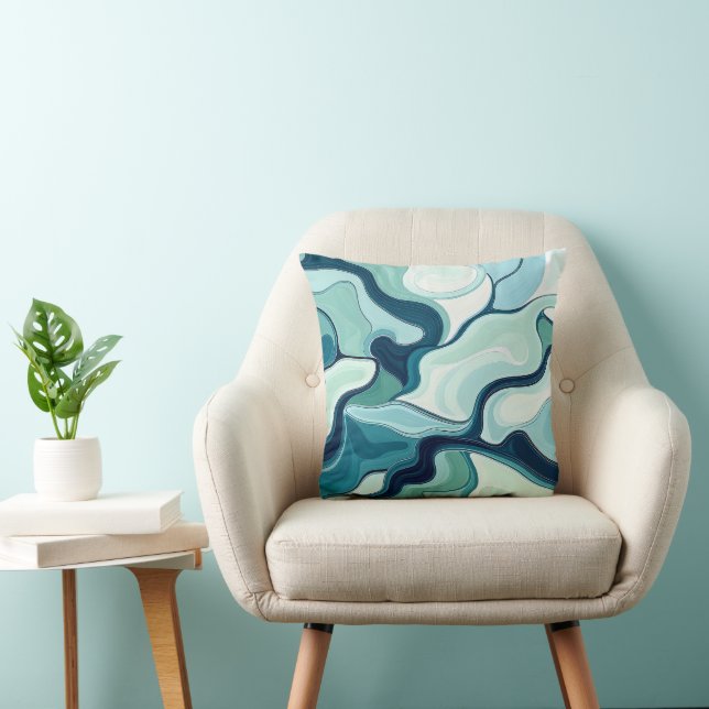 Blue Wave Pattern  Cushion (Chair)