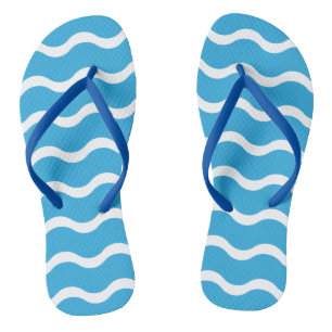Blue Wave Pattern Flip Flops