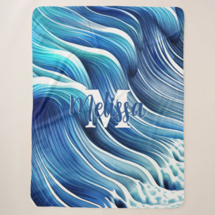 Blue Wave Pattern Sherpa Blanket