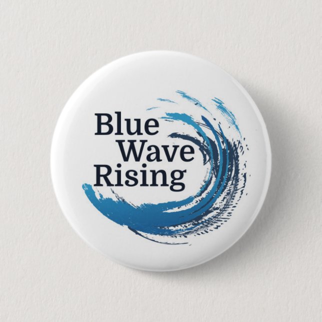 Blue Wave Rising 6 Cm Round Badge (Front)