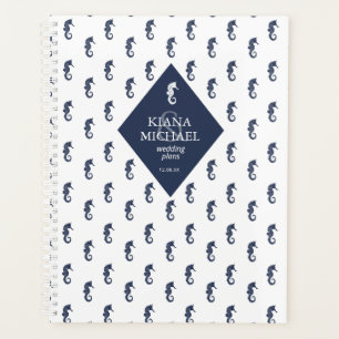 Blue Wave Seahorse Pattern Wedding ID836 Planner