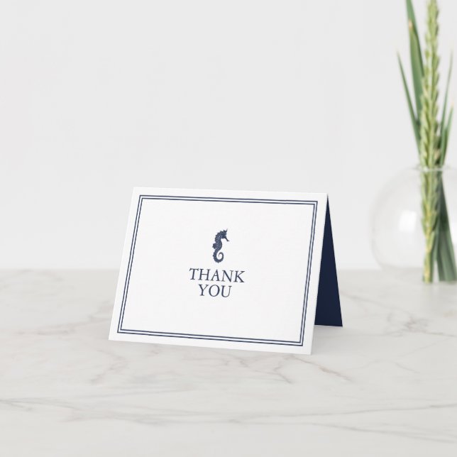 Blue Wave Seahorse Thank You Navy/Wht ID836 Card (Front)