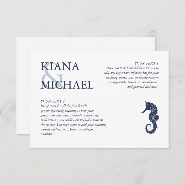 Blue Wave Seahorse Wedding Details ID836 Enclosure Card (Front/Back)
