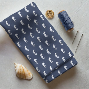 Blue Wave Seahorse Wht/Navy ID836  Fabric