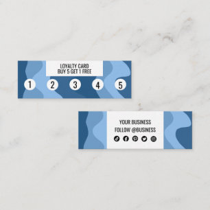 Blue Wave Shapes Handmade Social Icons Chic Loyalty Card