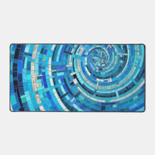 Blue Wave Spiral Mosaic  Desk Mat