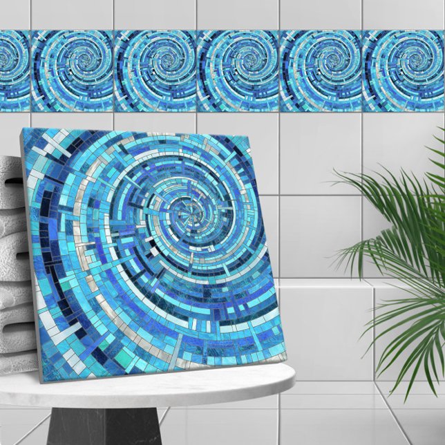 Blue Wave Spiral Mosaic  Tile (Creator Uploaded)