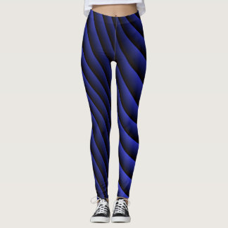 Blue Wave Stripe Abstract Pattern Leggings
