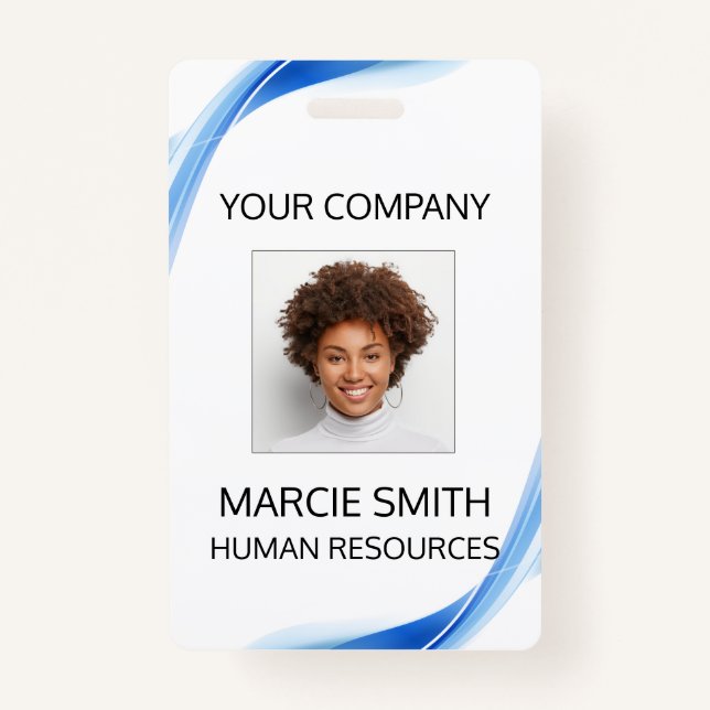 Blue Wave Style Photo ID Badge (Front)