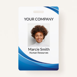 Blue Wave Style Photo ID ID Badge