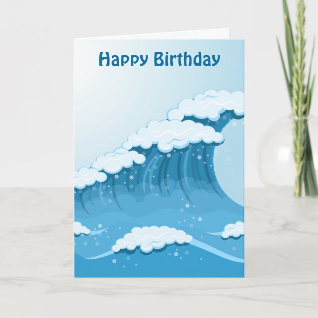 Blue Wave Surf and Ocean birthday Card (Front)
