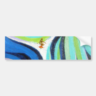 Blue Wave Surf Surfing Surfer Art Painting Bumper Sticker
