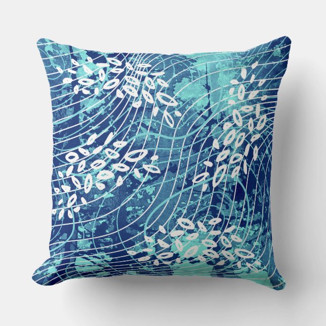 Blue Wave Throw Pillow (Front)