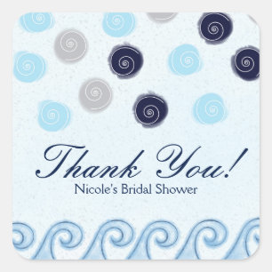 Blue Wave Watercolor Art Beach Favour Stickers