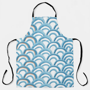 Blue wave watercolor, seamless painting. apron