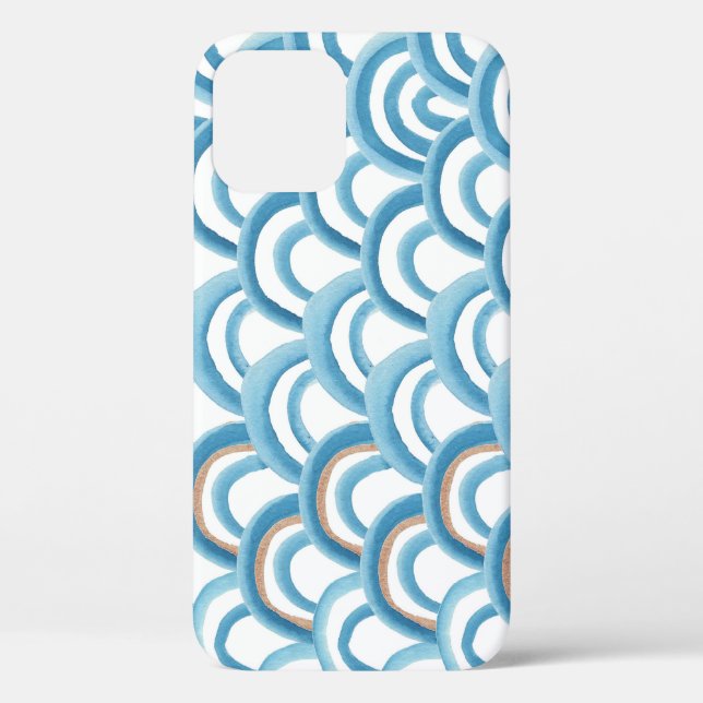 Blue wave watercolor, seamless painting. Case-Mate iPhone case (Back)