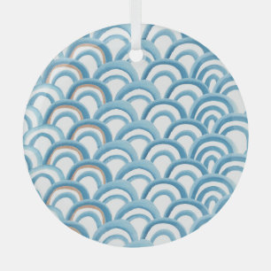Blue wave watercolor, seamless painting. glass tree decoration