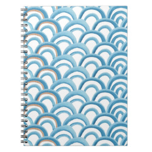 Blue wave watercolor, seamless painting. notebook