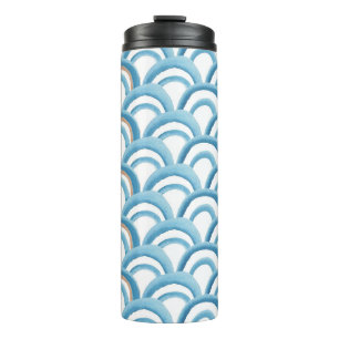 Blue wave watercolor, seamless painting. thermal tumbler