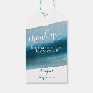 Blue Wave Watercolor Splash Collection Thank You Gift Tags