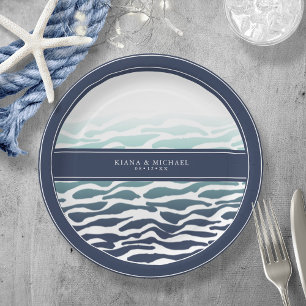 Blue Wave Wedding ID836 Paper Plate