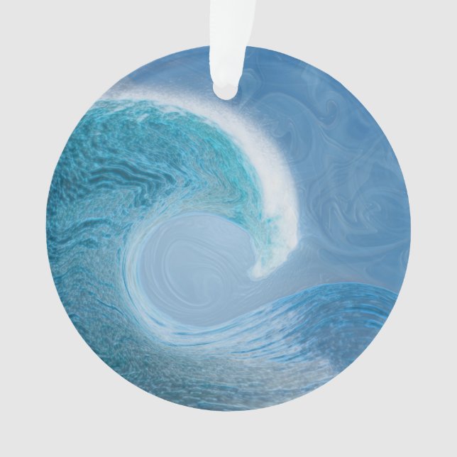 Blue Wave with ripples of change Ornament (Front)