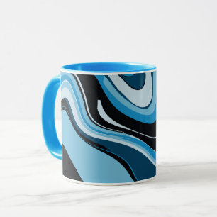 Blue Waves Abstract Art Mug