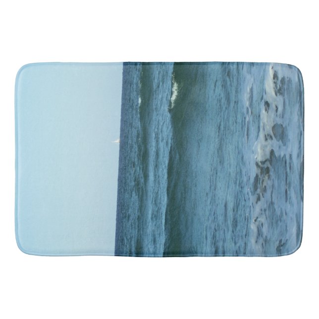Blue Waves Flowing Softly Towards Shore Bath Mat (Front)