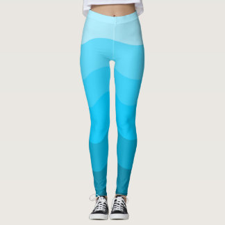 Blue waves gradient design leggings