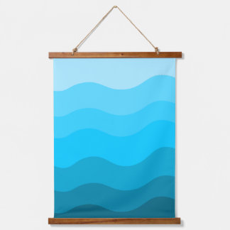Blue waves gradient hanging tapestry