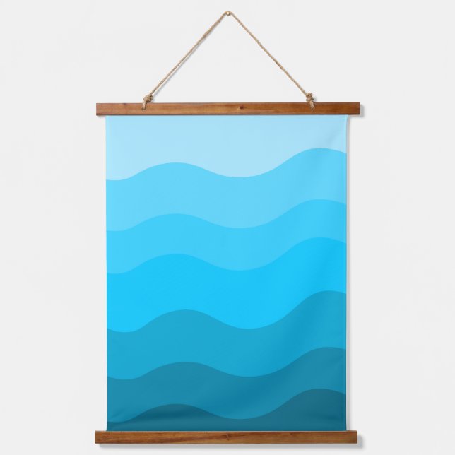 Blue waves gradient  hanging tapestry (Front)