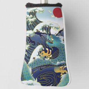 Blue Waves Green Dragon Red Sun Golf Head Cover