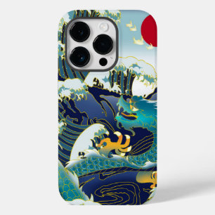 Blue Waves Green Dragon Red Sun Skateboard Case-Mate iPhone 14 Pro Case