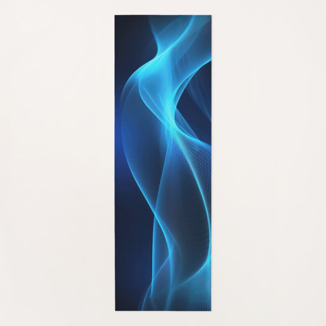 Blue waves in glowing light yoga mat (Front)