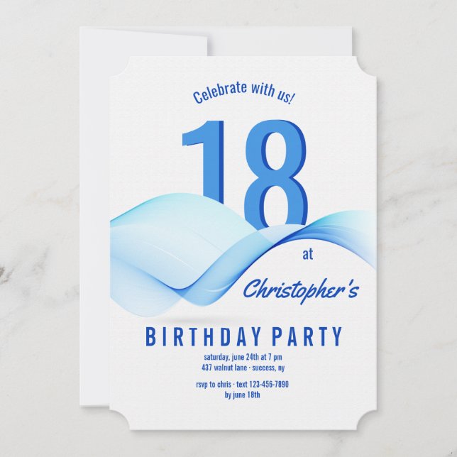 Blue Waves Invitation (Front)