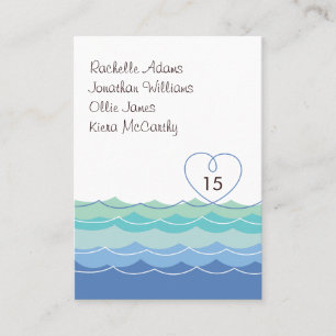 Blue Waves Loopy Heart Guest Escort Place Card