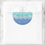 Blue Waves Loopy Heart Thank You Wedding Sticker<br><div class="desc">Designed by fat*fa*tin. Easy to customise with your own text,  photo or image. For custom requests,  please contact fat*fa*tin directly. Custom charges apply.

www.zazzle.com/fat_fa_tin
www.zazzle.com/color_therapy
www.zazzle.com/fatfatin_blue_knot
www.zazzle.com/fatfatin_red_knot
www.zazzle.com/fatfatin_mini_me
www.zazzle.com/fatfatin_box
www.zazzle.com/fatfatin_design
www.zazzle.com/fatfatin_ink</div>