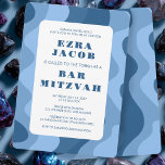 Blue Waves Modern Abstract Custom Bar Mitzvah Invitation<br><div class="desc">Perfect card to announce a bat mitzvah, bar mitzvah or other Jewish celebration! Hand made art for you. FULLY CUSTOMIZABLE! Click on “Personalise” above to edit the text. Click "edit using design tool" to adjust the fonts, colours and placements and to delete the back side design if you prefer (I...</div>