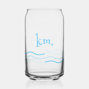 Blue Waves Monogram Can Glass
