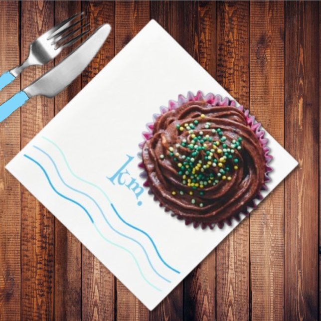 Blue Waves Monogram Napkin (Creator Uploaded)