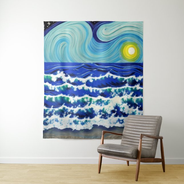 Blue Waves Moon Dancing in the Ocean Tapestry (In Situ)