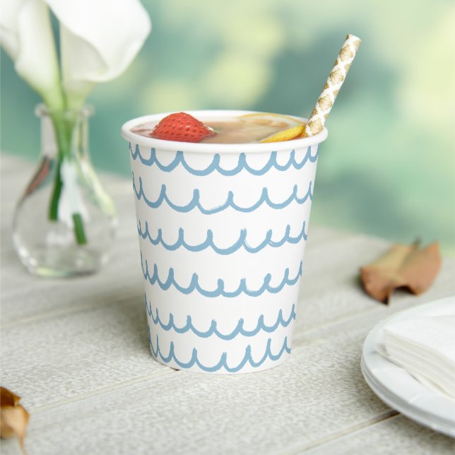 Blue Waves | Nautical Baby Shower or Beach Party   Paper Cups (Insitu)