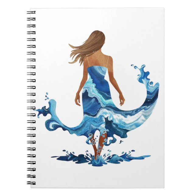 Blue Waves Ocean Girl Notebook (Front)