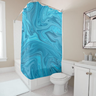 Blue Waves Painting   Best abstract painting Shower Curtain