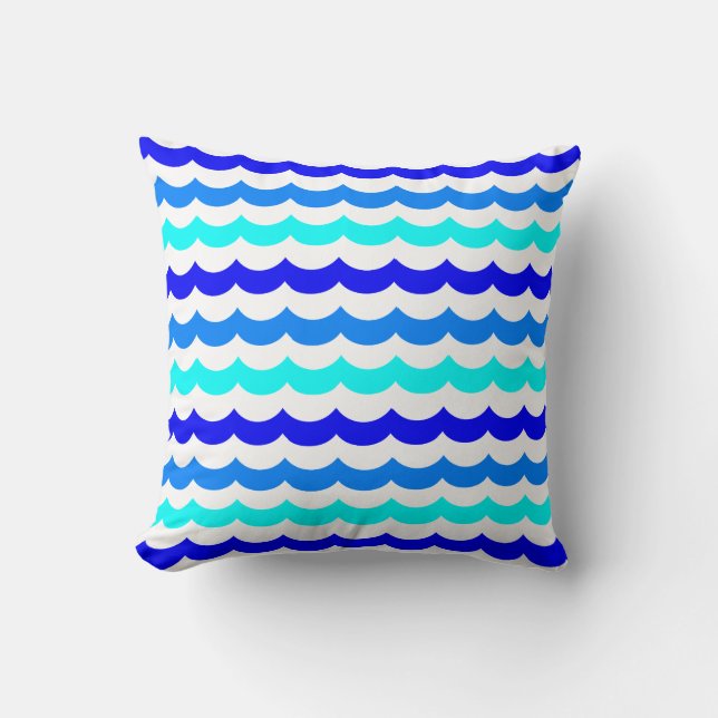Blue Waves Pattern Cushion (Front)
