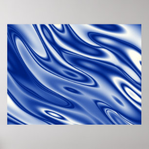Blue waves pattern poster