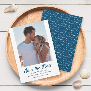 Blue Waves Photo Save the Date Card