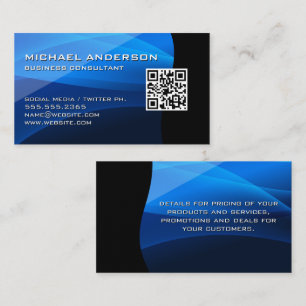 Blue Waves   QR Code Business Card