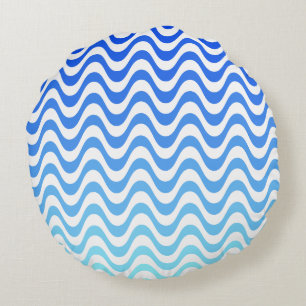 Blue Waves Round Cushion