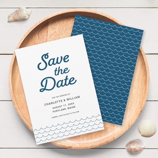 Blue Waves Save the Date Card (Creator Uploaded)